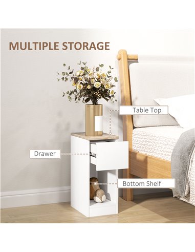 HOMCOM Set of Two Modern Storage Bedside Tables - White 831-881V02WT