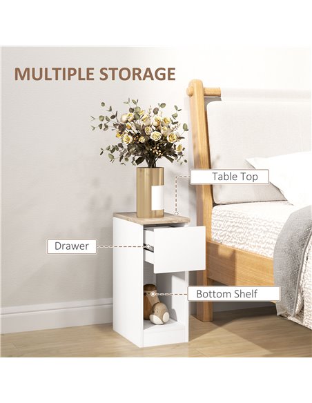 HOMCOM Set of Two Modern Storage Bedside Tables - White 831-881V02WT - pic 100174 | FastDaddyshop