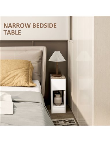HOMCOM Set of Two Modern Storage Bedside Tables - White 831-881V02WT
