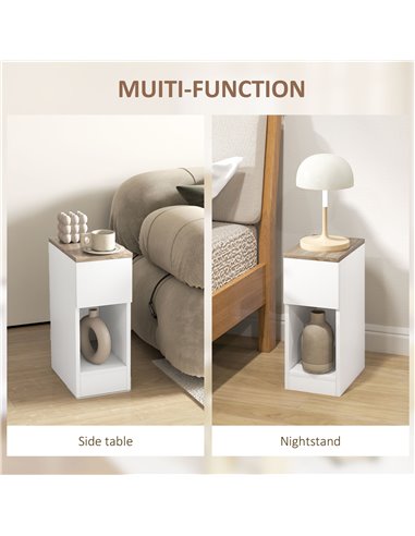 HOMCOM Set of Two Modern Storage Bedside Tables - White 831-881V02WT