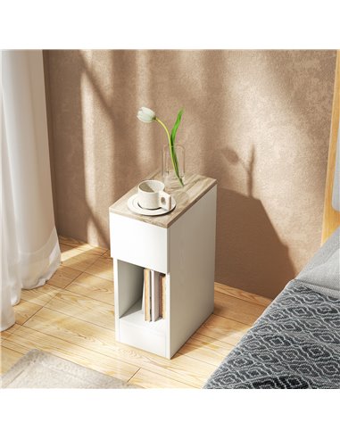 HOMCOM Set of Two Modern Storage Bedside Tables - White 831-881V02WT
