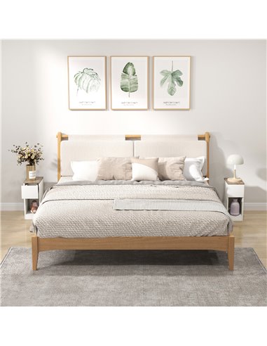 HOMCOM Set of Two Modern Storage Bedside Tables - White 831-881V02WT