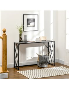 HOMCOM Console Table, Industrial Sofa Table with Metal Frame for Living Room, Hallway, 120 cm, Grey 837-171GY 2