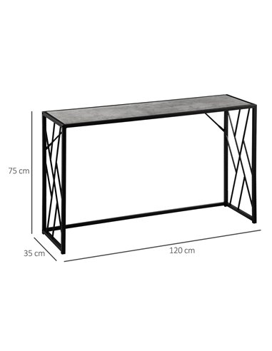 HOMCOM Console Table, Industrial Sofa Table with Metal Frame for Living Room, Hallway, 120 cm, Grey 837-171GY