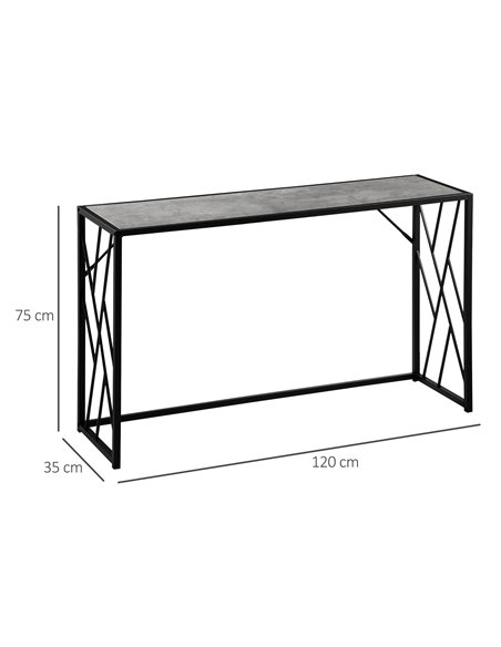 HOMCOM Console Table, Industrial Sofa Table with Metal Frame for Living Room, Hallway, 120 cm, Grey 837-171GY - pic 100209 | FastDaddyshop