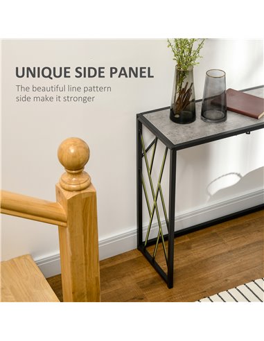 HOMCOM Console Table, Industrial Sofa Table with Metal Frame for Living Room, Hallway, 120 cm, Grey 837-171GY