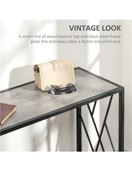 HOMCOM Console Table, Industrial Sofa Table with Metal Frame for Living Room, Hallway, 120 cm, Grey 837-171GY - pic 100212 | FastDaddyshop