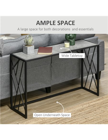 HOMCOM Console Table, Industrial Sofa Table with Metal Frame for Living Room, Hallway, 120 cm, Grey 837-171GY - pic 100213 | FastDaddyshop