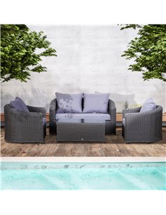Outsunny Rattan 4-seater Garden Furniture Set with Aluminium Frame, Grey 2