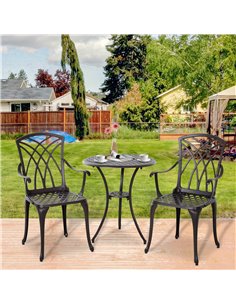 Outsunny Outdoor Patio Cast Aluminium 3PCS Bistro Set with Coffee Table & 2 Chairs 2