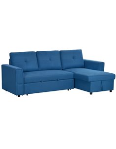 HOMCOM 3 Seater Sofa Bed, L-Shaped Corner Sofa, Pull Out Sofa with Storage, Convertible Click Clack Settee Sectional Sleeper Fut