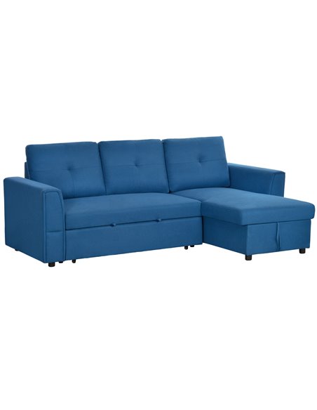 HOMCOM 3 Seater Sofa Bed, L-Shaped Corner Sofa, Pull Out Sofa with Storage, Convertible Click Clack Settee Sectional Sleeper Fut - pic 100621 | FastDaddyshop