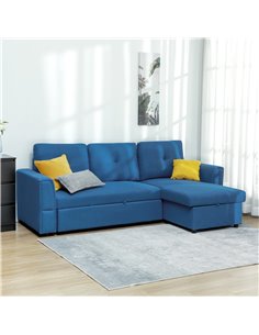 HOMCOM 3 Seater Sofa Bed, L-Shaped Corner Sofa, Pull Out Sofa with Storage, Convertible Click Clack Settee Sectional Sleeper Fut 2