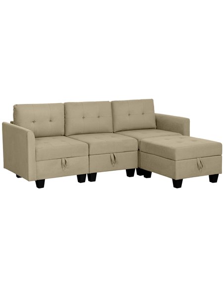 HOMCOM 'L' Shape Modular Sofa, with Storage - Light Brown 83B-015V70LR - pic 100630 | FastDaddyshop