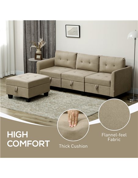HOMCOM 'L' Shape Modular Sofa, with Storage - Light Brown 83B-015V70LR - pic 100635 | FastDaddyshop