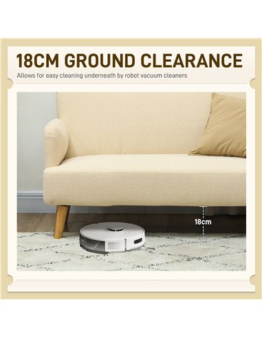 HOMCOM Velvet Feel Fabric 2 Seater Sofa, Small Sofa Loveseat with 21cm Thick Padding and Wood Legs, Cream White 83B-056V70CW