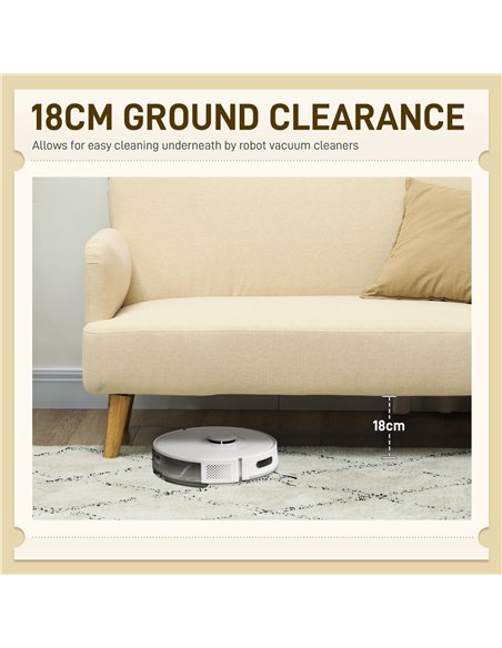 HOMCOM Velvet Feel Fabric 2 Seater Sofa, Small Sofa Loveseat with 21cm Thick Padding and Wood Legs, Cream White 83B-056V70CW - pic 100644 | FastDaddyshop