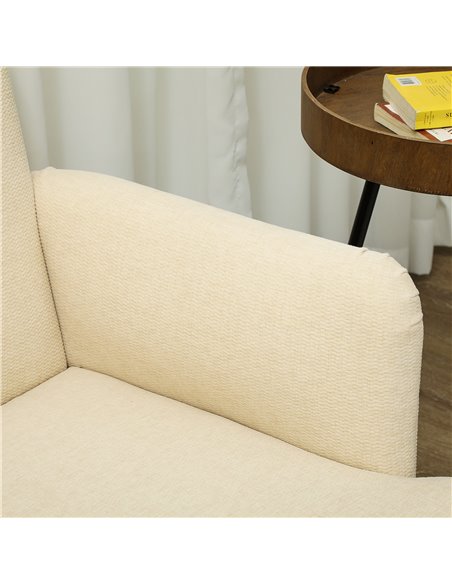 HOMCOM Velvet Feel Fabric 2 Seater Sofa, Small Sofa Loveseat with 21cm Thick Padding and Wood Legs, Cream White 83B-056V70CW - pic 100645 | FastDaddyshop