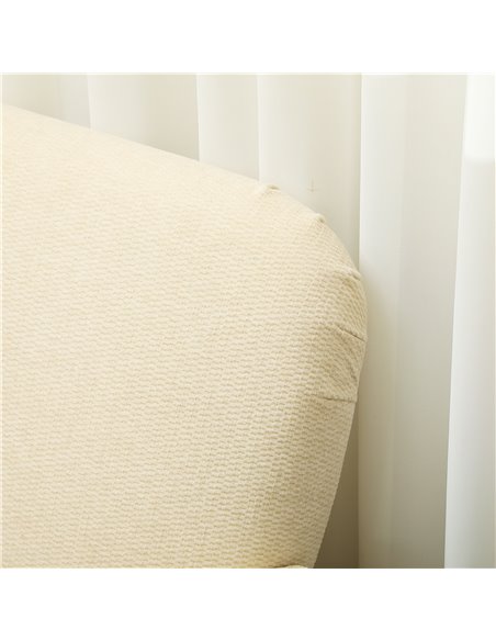 HOMCOM Velvet Feel Fabric 2 Seater Sofa, Small Sofa Loveseat with 21cm Thick Padding and Wood Legs, Cream White 83B-056V70CW - pic 100646 | FastDaddyshop