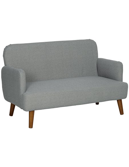 HOMCOM Velvet Feel Fabric 2 Seater Sofa, Small Sofa Loveseat with 21cm Thick Padding and Wood Legs, Grey 83B-056V70GY - pic 100657 | FastDaddyshop