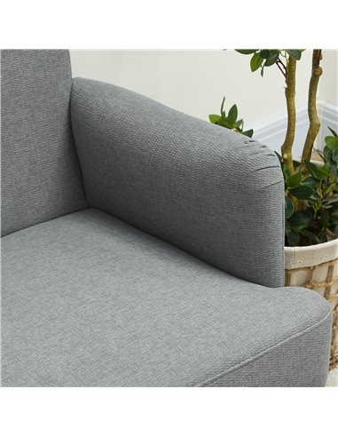 HOMCOM Velvet Feel Fabric 2 Seater Sofa, Small Sofa Loveseat with 21cm Thick Padding and Wood Legs, Grey 83B-056V70GY