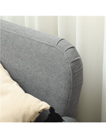 HOMCOM Velvet Feel Fabric 2 Seater Sofa, Small Sofa Loveseat with 21cm Thick Padding and Wood Legs, Grey 83B-056V70GY - pic 100664 | FastDaddyshop