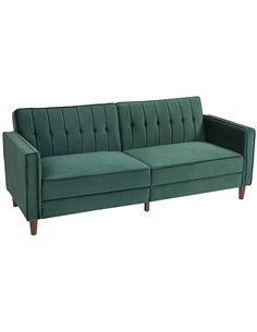 HOMCOM Velvet-Feel Three-Seater Sofa Bed - Green 839-076V73GN