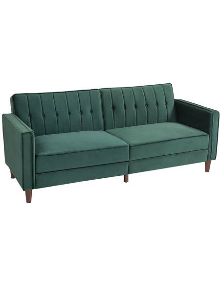HOMCOM Velvet-Feel Three-Seater Sofa Bed - Green 839-076V73GN - pic 100666 | FastDaddyshop