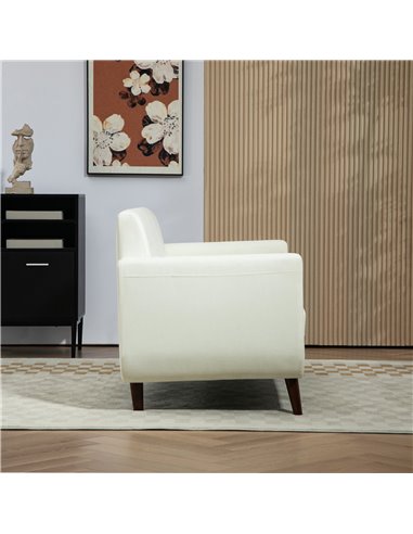 HOMCOM 2 Seater Sofa, Modern Tufted Fabric Couch, Upholstered Loveseat with Wood Legs for Small Space, Living Room, Bedroom, Off