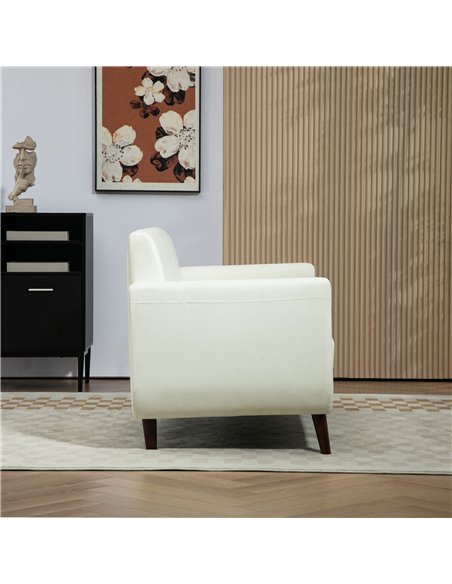 HOMCOM 2 Seater Sofa, Modern Tufted Fabric Couch, Upholstered Loveseat with Wood Legs for Small Space, Living Room, Bedroom, Off - pic 100681 | FastDaddyshop