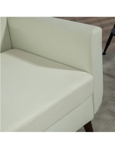 HOMCOM 2 Seater Sofa, Modern Tufted Fabric Couch, Upholstered Loveseat with Wood Legs for Small Space, Living Room, Bedroom, Off