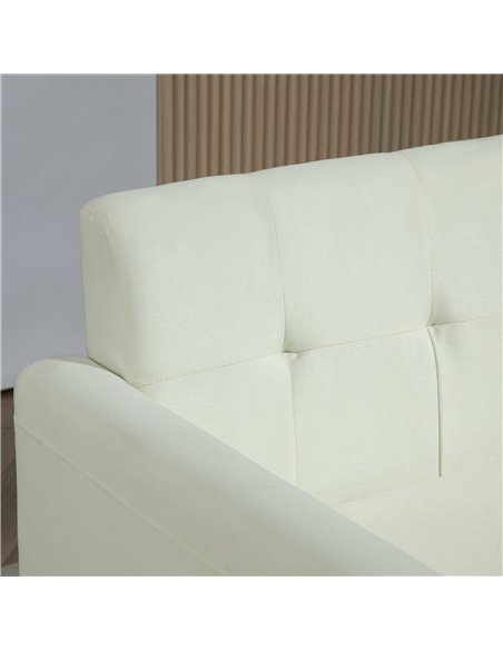 HOMCOM 2 Seater Sofa, Modern Tufted Fabric Couch, Upholstered Loveseat with Wood Legs for Small Space, Living Room, Bedroom, Off - pic 100683 | FastDaddyshop