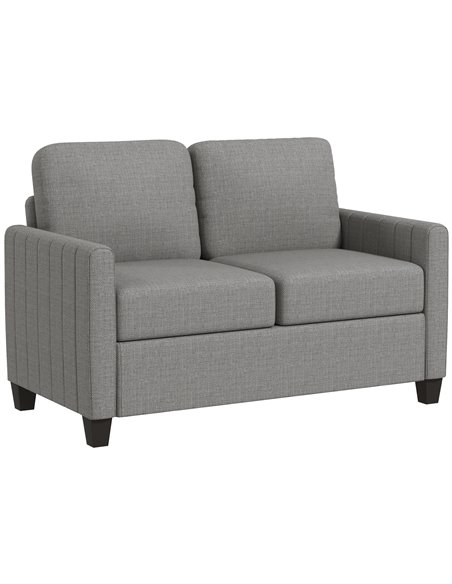 HOMCOM 2 Seater Sofa, Channel Tufted Modern Fabric Couch, Comfy Upholstered Small Sofa Loveseat with Spring Cushion, Back Pillow - pic 100684 | FastDaddyshop