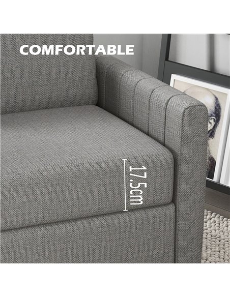 HOMCOM 2 Seater Sofa, Channel Tufted Modern Fabric Couch, Comfy Upholstered Small Sofa Loveseat with Spring Cushion, Back Pillow - pic 100688 | FastDaddyshop