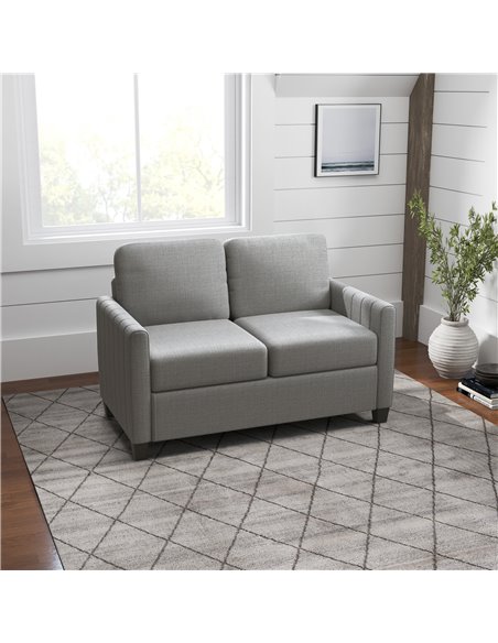 HOMCOM 2 Seater Sofa, Channel Tufted Modern Fabric Couch, Comfy Upholstered Small Sofa Loveseat with Spring Cushion, Back Pillow - pic 100691 | FastDaddyshop