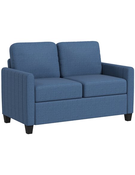 HOMCOM Modern Boxy Linen-Look Two-Seater Sofa - Blue 83B-050V70BU - pic 100693 | FastDaddyshop
