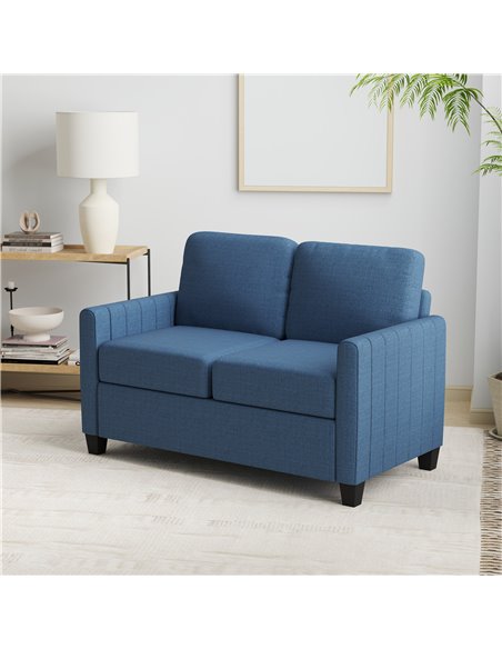 HOMCOM Modern Boxy Linen-Look Two-Seater Sofa - Blue 83B-050V70BU - pic 100694 | FastDaddyshop