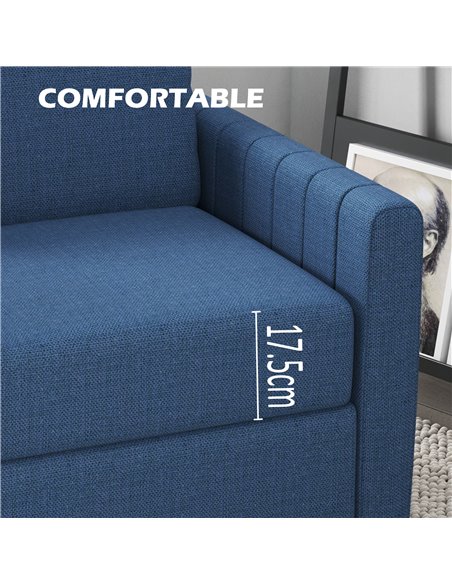 HOMCOM Modern Boxy Linen-Look Two-Seater Sofa - Blue 83B-050V70BU - pic 100697 | FastDaddyshop