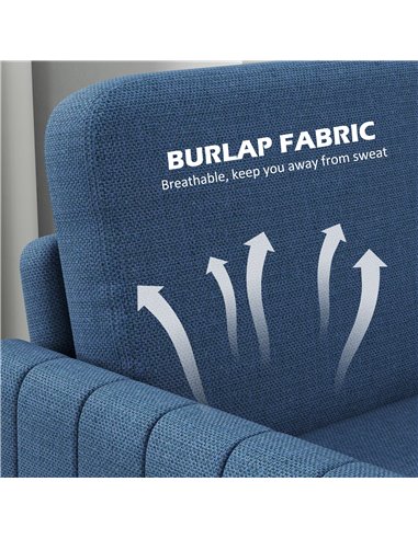 HOMCOM Modern Boxy Linen-Look Two-Seater Sofa - Blue 83B-050V70BU