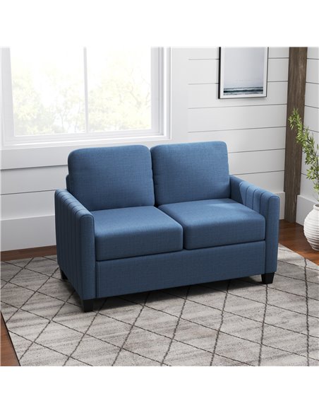 HOMCOM Modern Boxy Linen-Look Two-Seater Sofa - Blue 83B-050V70BU - pic 100700 | FastDaddyshop