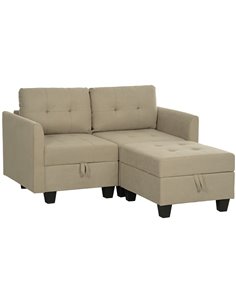HOMCOM 'L' Shape Modular Storage Sofa - Light Brown 83B-014V70LR