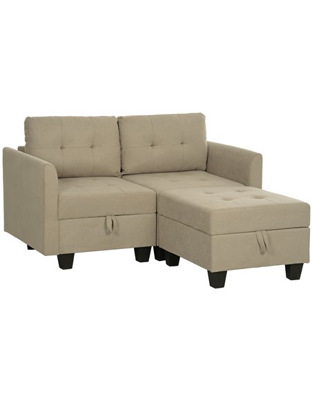 HOMCOM 'L' Shape Modular Storage Sofa - Light Brown 83B-014V70LR - pic 100711 | FastDaddyshop