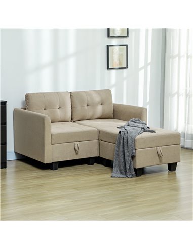 HOMCOM 'L' Shape Modular Storage Sofa - Light Brown 83B-014V70LR