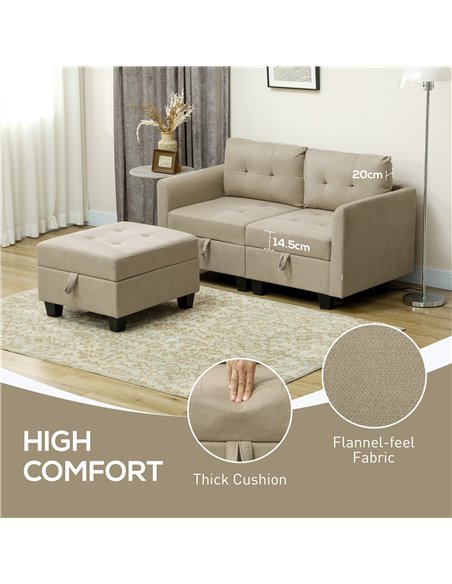HOMCOM 'L' Shape Modular Storage Sofa - Light Brown 83B-014V70LR - pic 100716 | FastDaddyshop