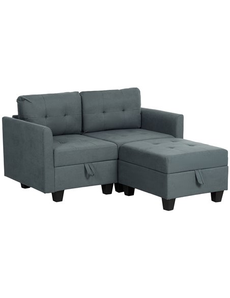 HOMCOM 'L' Shape Modular Storage Sofa - Dark Grey 83B-014V70CG - pic 100720 | FastDaddyshop