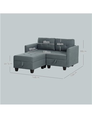 HOMCOM 'L' Shape Modular Storage Sofa - Dark Grey 83B-014V70CG