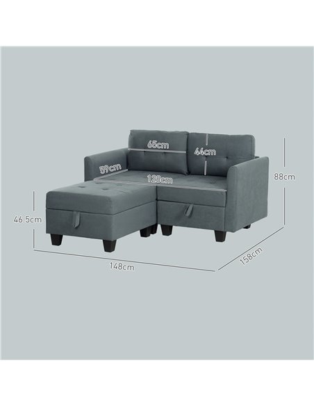 HOMCOM 'L' Shape Modular Storage Sofa - Dark Grey 83B-014V70CG - pic 100722 | FastDaddyshop