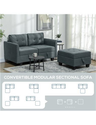 HOMCOM 'L' Shape Modular Storage Sofa - Dark Grey 83B-014V70CG