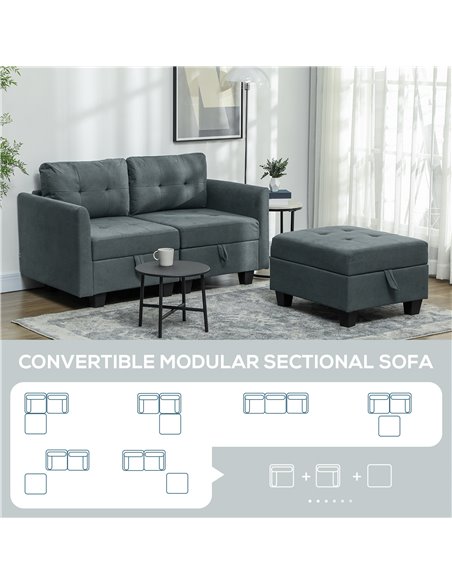 HOMCOM 'L' Shape Modular Storage Sofa - Dark Grey 83B-014V70CG - pic 100723 | FastDaddyshop
