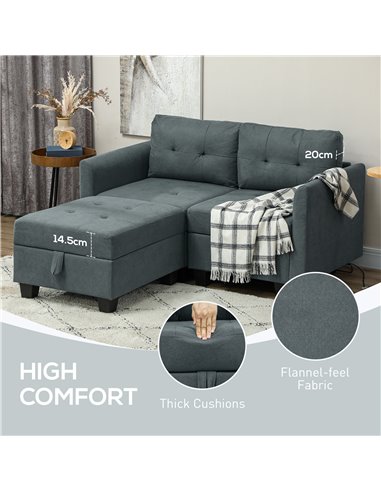 HOMCOM 'L' Shape Modular Storage Sofa - Dark Grey 83B-014V70CG